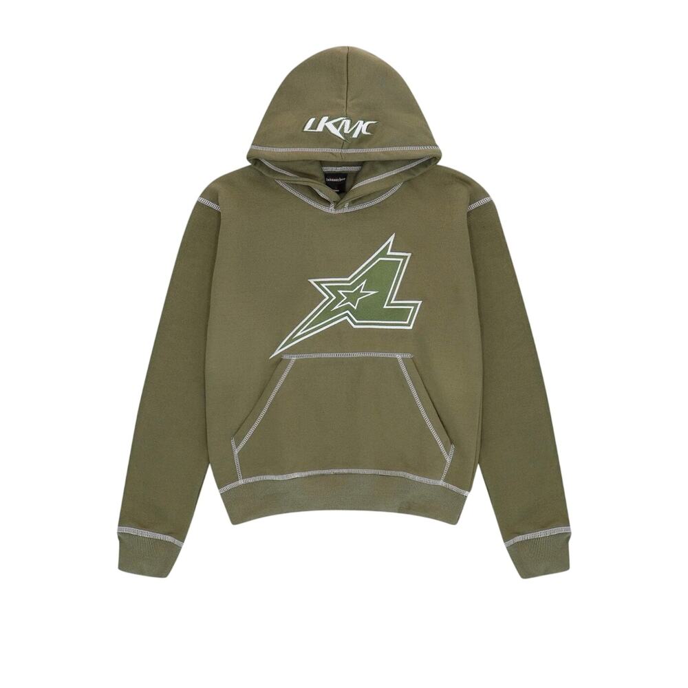 Belgium Streetwear label Lukamachain StarLine Green Hoodie Size XL